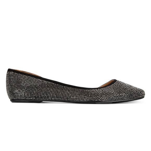 Size 9 diamond Studded Black Flats - Picture 2 of 3